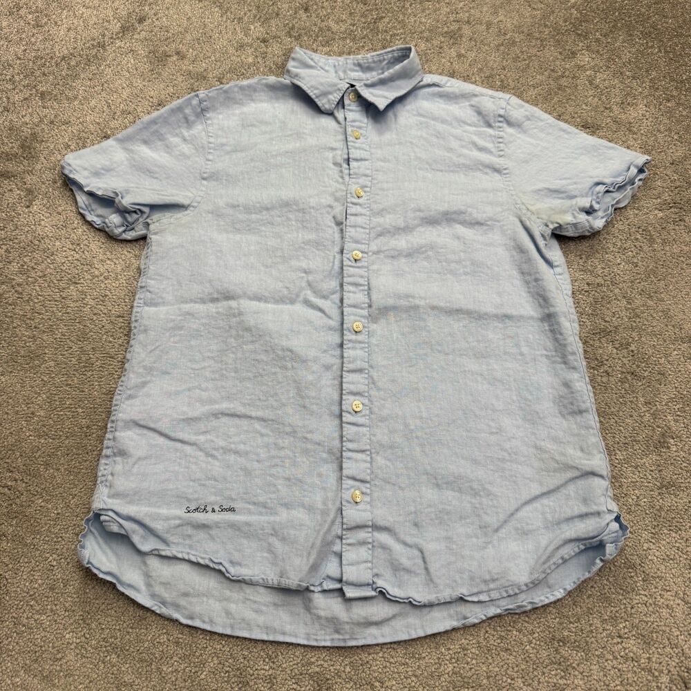 Scotch & Soda Light Blue Short-Sleeve Button-Down Shirt